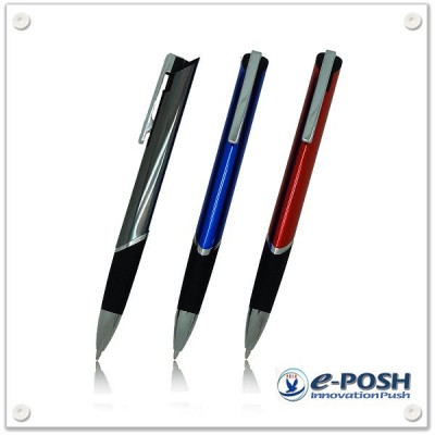 Promotional triangle aluminum barrel rubber gripper ball point pen