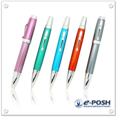 Translucent lacquered metal Jumbo pen set with pattern engrave