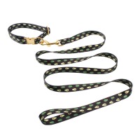 Customized luxury print dog collar leash with metal buckle