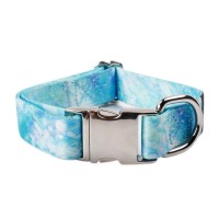 Luxury custom heat transfer printed dog collar with metal buckle